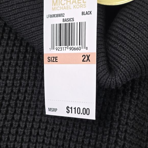 Michael Kors Sweater Womens 2X Black Turtleneck Pullover Waffle Knit Plus Size - Picture 5 of 12